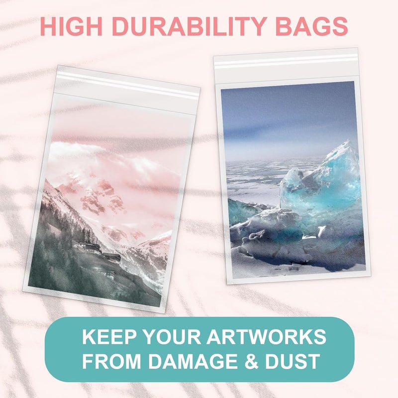 Somime Acid-Free Picture Sleeves, 100 Pack Crystal Clear Storage Bags for 12x18 Art Prints, Pictures, Photos, Frame Mats(Bag Size: 12 3/8" x18 3/8") - Image 3